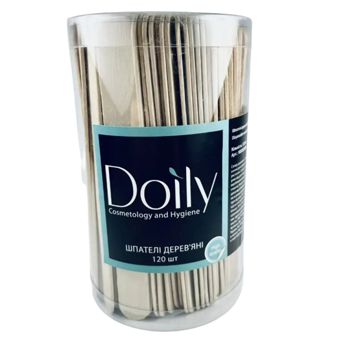 Одноразові шпателі дерев'яні Doily (120 шт. в тубусі)