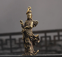 Античная ретро медная бронзовая латунная статуэтка настольная фигурка Богини Гуань Инь