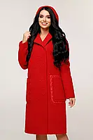 Червоне жіноче пальто з капюшоном