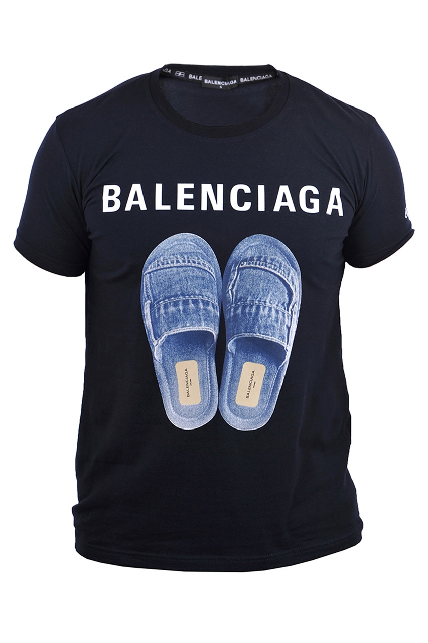 Футболка чоловіча Balenciaga 23-Y-7504 темно-синя