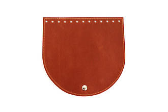 Клапан для сумки, 20*19см, круг, коньяк матовий, нат. шкіра