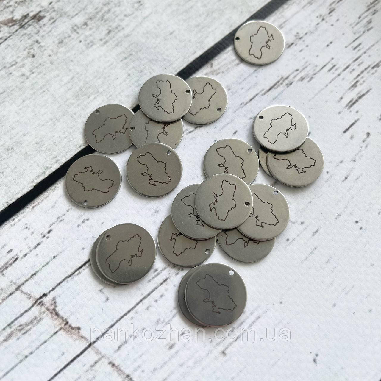 Металеві бірки з мапою України, 10шт, фото 1