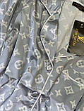 Жіноча піжама атласна класична на гудзиках, Жіноча піжама з сорочкою та шортами Louis Vuitton, сатин, фото 4