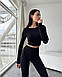 Спортивний жіночий кроп-топ з довгим рукавом L, Чорний, фото 4