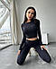 Спортивний жіночий кроп-топ з довгим рукавом L, Чорний, фото 9