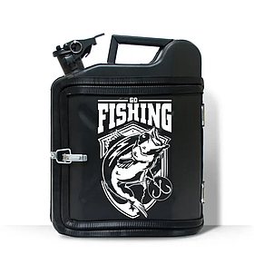 Каністра-бар на 10 л. найкращий подарунок шанувальнику риболовлі з принтом «Go Fishing»