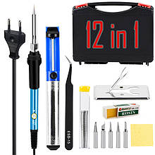 Паяльний набір в кейсі WEP 947-II / паяльник 60Вт, 200-450°C, жала 900M 5 шт, інструменти та розхідники