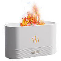 Увлажнитель воздуха с эффектом пламени 180мл, Kinscoter DQ-701, от USB, Белый / Аромадиффузор LED ночник