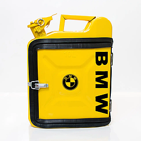 Каністра-бар подарунковий набір водієві для алкоголю на 10л. з принтом "BMW" Жовтий