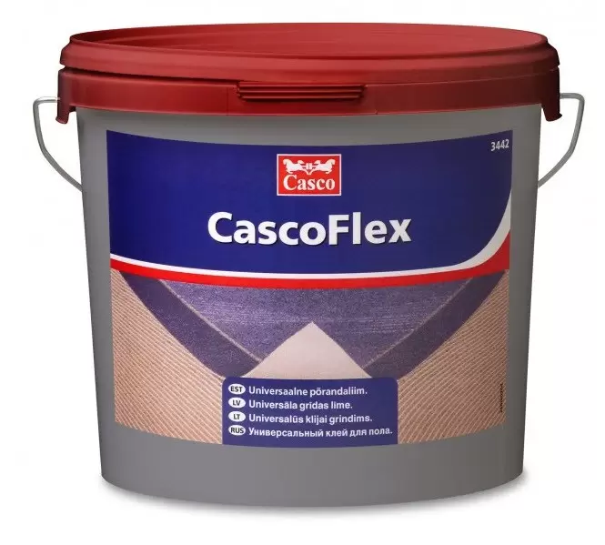 CASCOFLEX 5 л — наклеювання будь-якого різновиду пластикових покриттів, лінолеуму, килимових покриттів