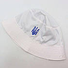 Чоловіча панама з гербом України, Розмір 58-60, Біла / Панама однотонна / Патріотична коттонова панамка, фото 5