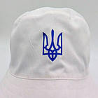 Чоловіча панама з гербом України, Розмір 58-60, Біла / Панама однотонна / Патріотична коттонова панамка, фото 7