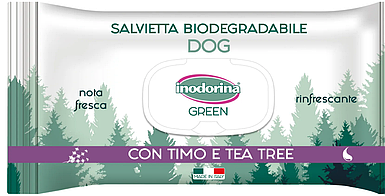 Серветки для собак з біорозкладні з екстраком зеленого чаю | Inodorina Green Rinfrescante 30 шт
