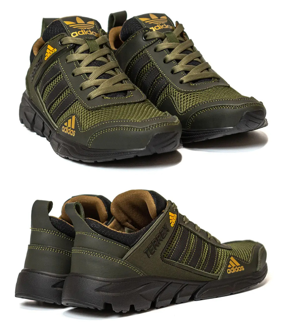 Чоловічі літні кросівки сітка Adidas (Адідас) Terrex Green, текстильні кеди Хакі, Чоловіче взуття, фото 1