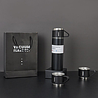Набір термос 500 мл + 3 чашки Vacuum Flask Set, Чорний / Подарунковий набір для гарячих напоїв, фото 2