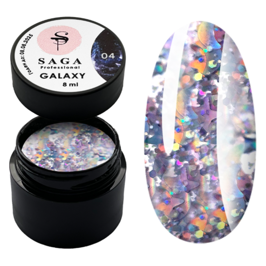 Гель Galaxy Glitter от Saga Professional 04, 8 мл