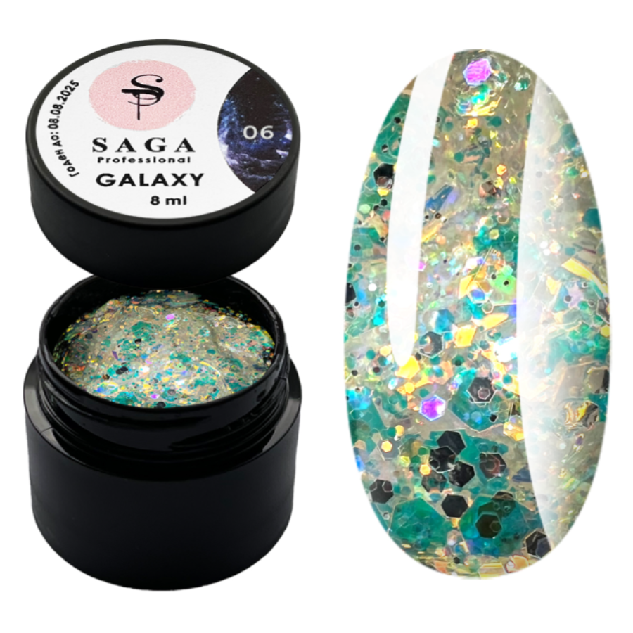 Гель Galaxy Glitter от Saga Professional 06, 8 мл