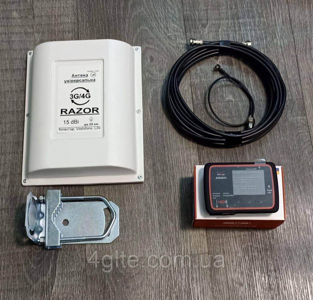 Комплект 4G Wi-Fi роутер Novatel MiFi6620UA з планшетною антеною Razor 15 dBi + 10 метров, фото 1