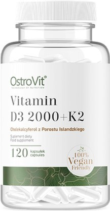 Вітаміни OstroVit Vitamin D3 2000 +K2 120caps