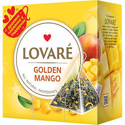 Чай зелений листовий Lovare Golden Mango в пірамідках, 15 шт.