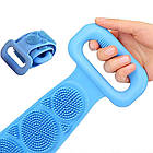 Двостороння силіконова мочалка Silicon bath towel, Блакитний / Мочалка з ручками / Масажна мочалка, фото 4