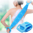 Двостороння силіконова мочалка Silicon bath towel, Блакитний / Мочалка з ручками / Масажна мочалка, фото 9