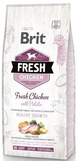 Сухий корм для цуценят з куркою Brit Fresh Chicken with Potato Puppy Healthy Growth 12 кг, фото 1