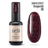 Гель-лак PNB Gel Polish Shock Effect — No08 Burgundy, 8 мл