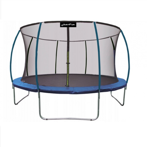 Батут дитячий із внутрішньою сіткою Just Fun 305 см Premium Fiberglass колір синій, фото 1