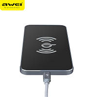 Бездротове зарядний пристрій AWEI W1 + WIRELESS CHARGE, Ch1, Гарної якості, супер тонкий портативний зарядний пристрій, Бездротове