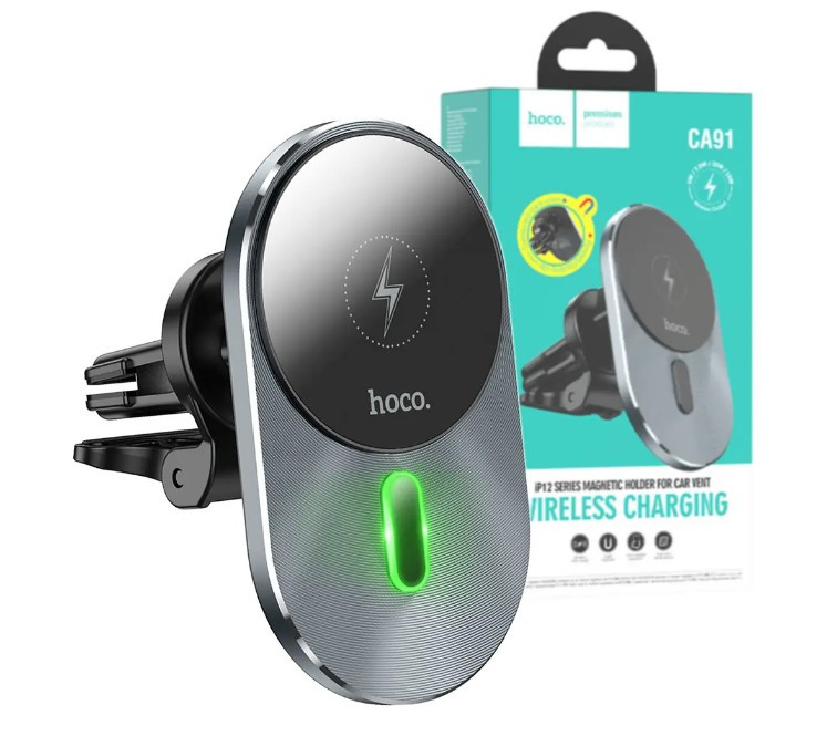 Автомобільний магнітний тримач HOCO CA91 з бездротовою зарядкою MagSafe 5W-15W