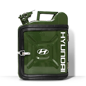 Каністра міні-бар на 10 л. для відпочинку водієві в подарунок з принтом "Hyundai" Темно-зелений