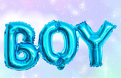 Фольгований блакитний  надувний напис із фольги літери Boy 70х26 см