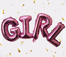 Фольгований напис із надувних букв Girl рожевий 80х26 см