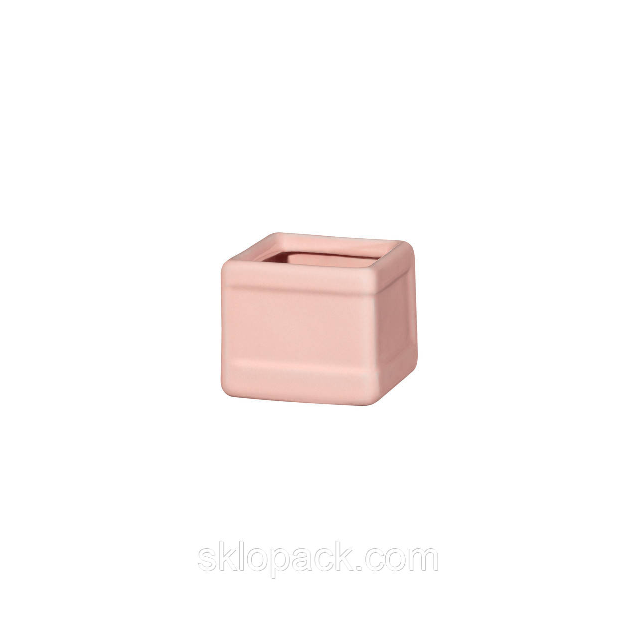 Керамічний рожевий куб для свічок з місцем для наклейки - фото 1 - id-p1816299610