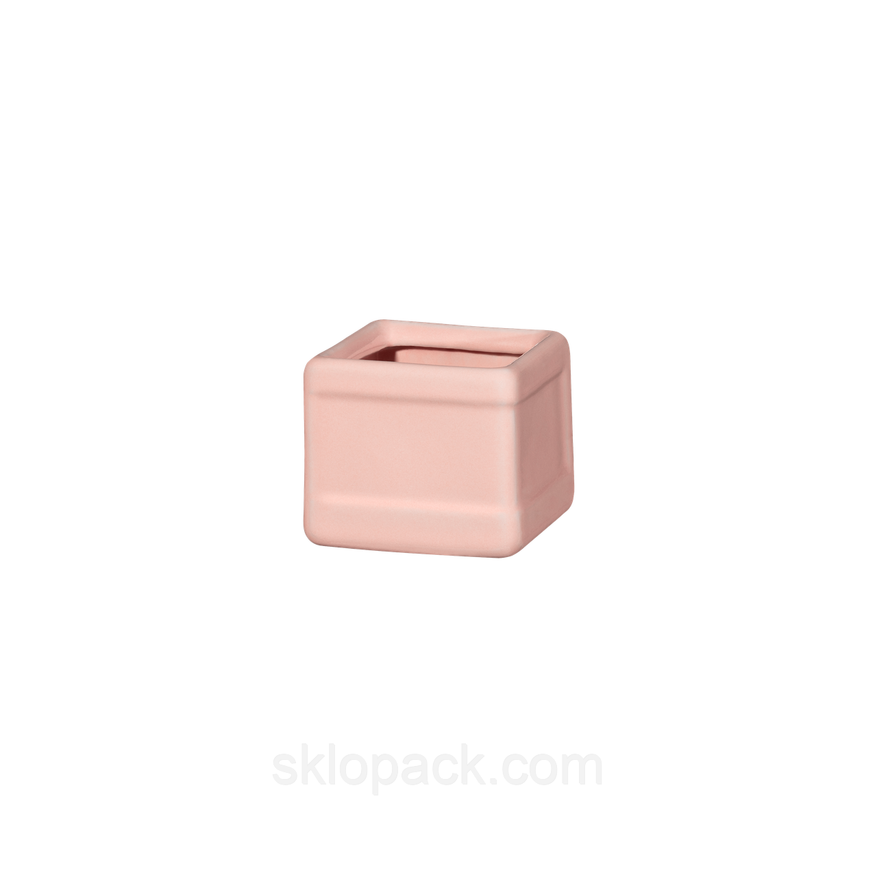 Керамічний рожевий куб для свічок з місцем для наклейки - фото 2 - id-p1816299610