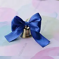 Дзвіночок 35мм на атласній синій стрічці 25мм