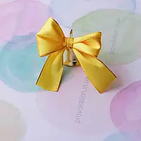 Дзвіночок 35мм на атласній жовтій стрічці люрекс 25мм