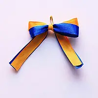 Бант жовто-синій на шпильці, атласна стрічка 12мм