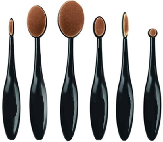 Набір пензлів для макіяжу AVADONA 6 шт чорні під кутом Тонкі