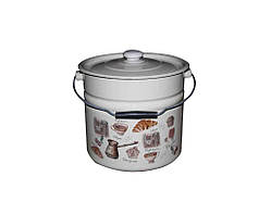 Відро 12л /2 циліндричне з кришкою Кафе де Шері (молочна) I1224/2 ТМ IDILIA