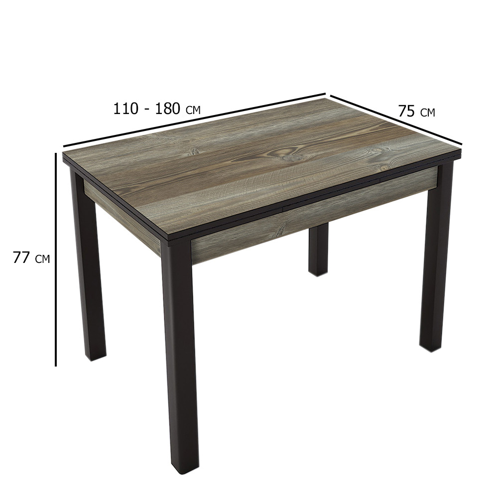 Стіл на кухню розкладний дракар Марсель 110-180х75 см з дерев'яними ніжками кольору венге, фото 1