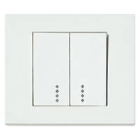 Вимикач 2-клавішний з підсвіткою білий GRANO