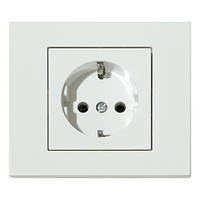 Розетка одинарна із заземленням біла GRANO