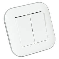 Вимикач 2-клавішний LOFT білий + сірий