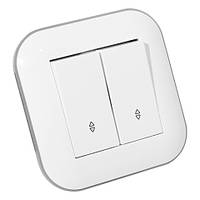 Вимикач прохідний 2-клавішний LOFT білий + сірий