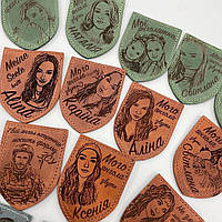 Шкіряні шеврони / патчі з гравіюванням вашого фото. На липучці. Різні кольори шкіри. Виготовлення 2-3 робочих дні. Коньячний