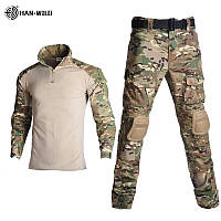 Тактичний бойовий костюм мультикам HAN WILD штани сорочка убакс мультикам військові штани кофта костюм ЗСУ