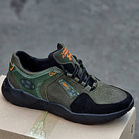 Тільки 41р і 42р! Кросівки чоловічі шкіряні хакі зелені Кроссовки мужские кожаные хаки зеленые (Код:3155)