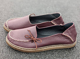 STTOPA Розміри 40-45. Мокасини великих розмірів на широку ногу шкіряні. 180-4045 Бордові